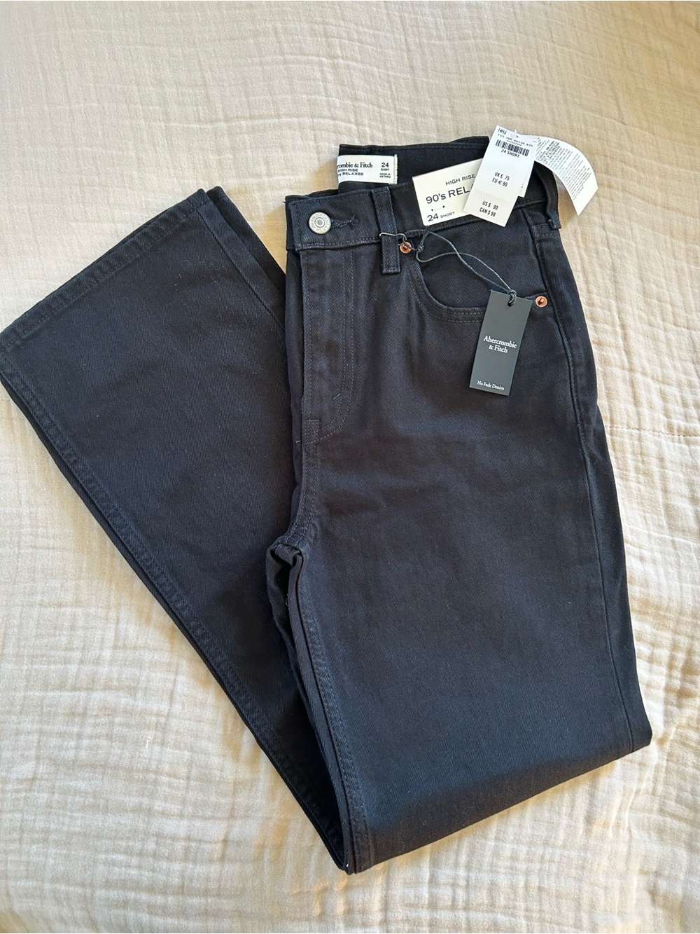 Abercrombie & Fitch High Rise 90's Relaxed Black Jeans size 24 short